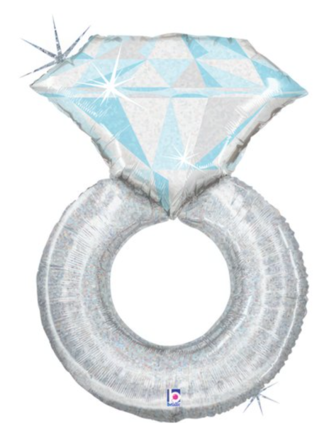 XXL Folienballon Figur - Verlobungsring silber - 97cm